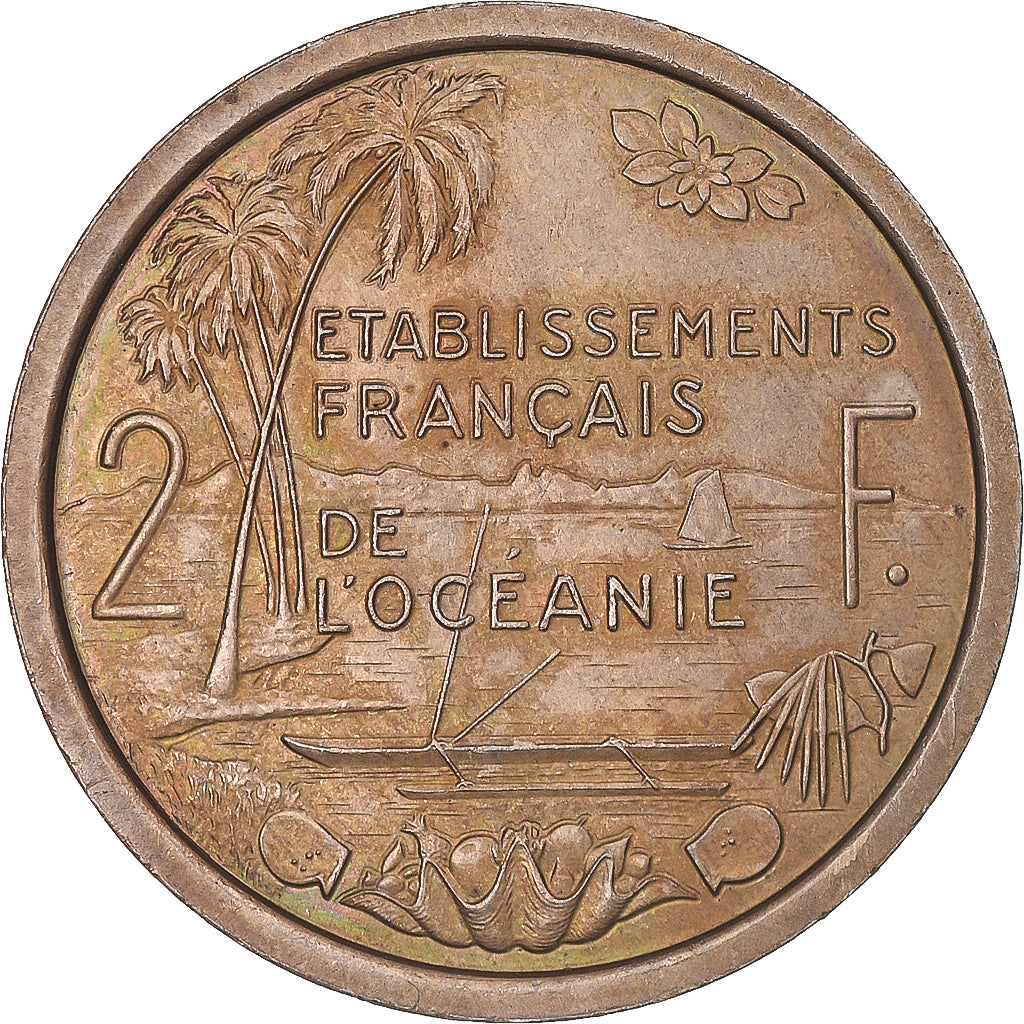 Coin, FRENCH OCEANIA, 2 Francs, 1949, Paris, ESSAI, MS(63), Copper-nickel, KM:E9