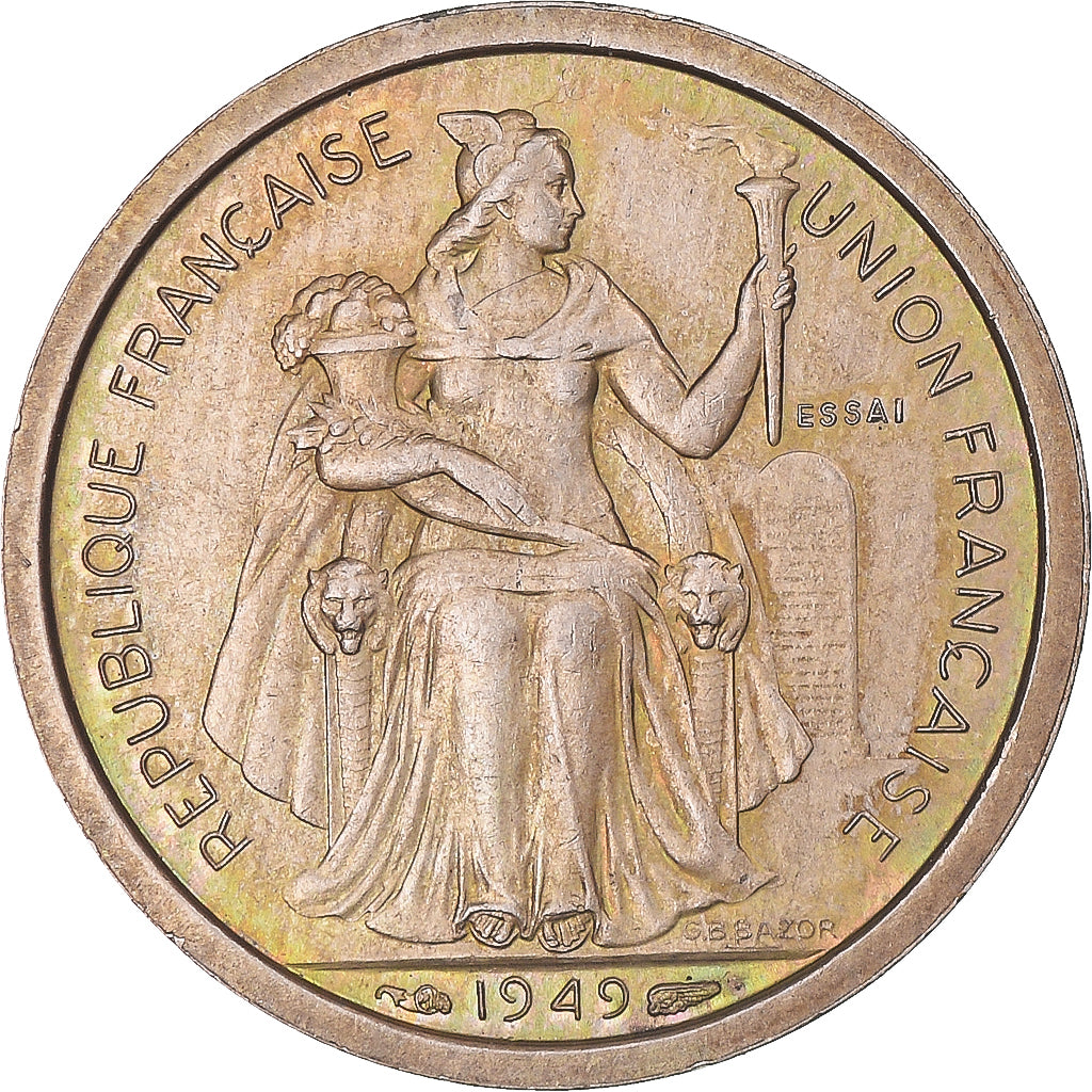 Coin, FRENCH OCEANIA, Franc, 1949, Paris, ESSAI, MS(63), Copper-nickel, KM:E8