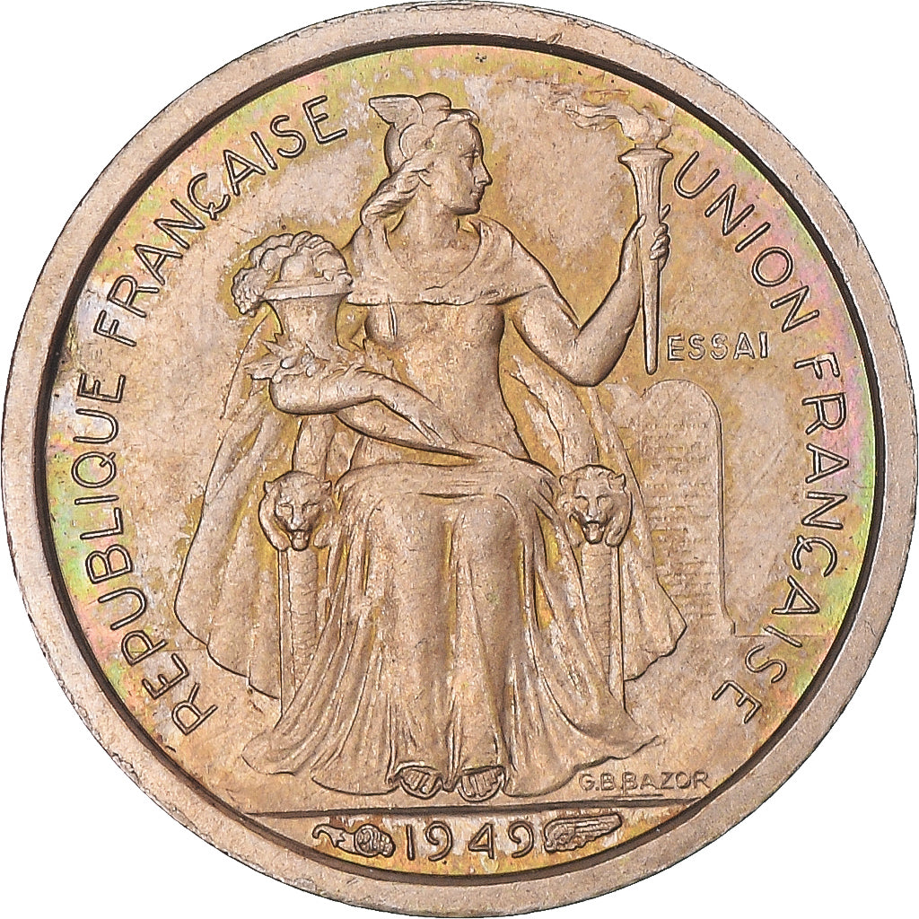 Coin, FRENCH OCEANIA, 50 Centimes, 1949, Paris, ESSAI, MS(63), Copper-nickel