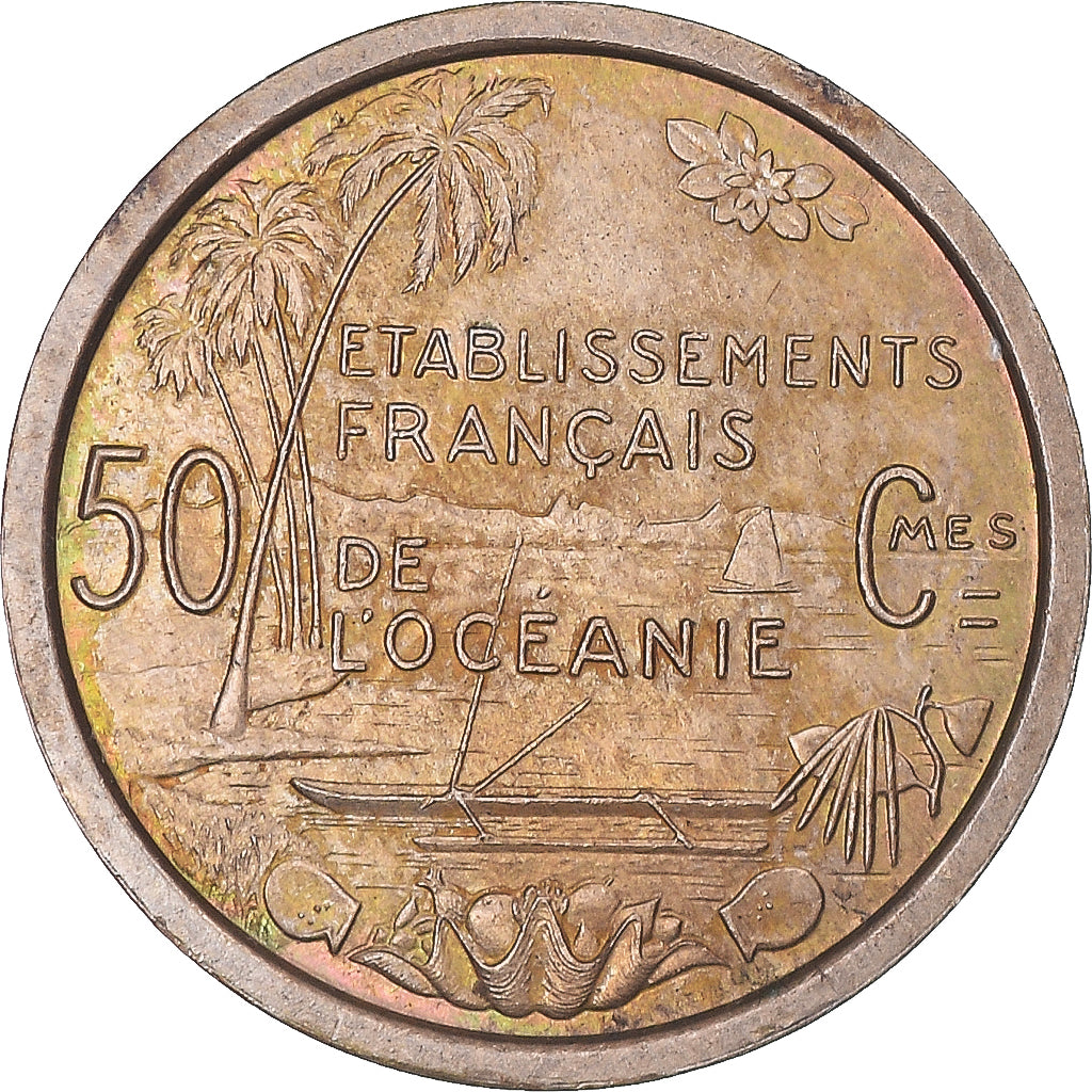 Coin, FRENCH OCEANIA, 50 Centimes, 1949, Paris, ESSAI, MS(63), Copper-nickel