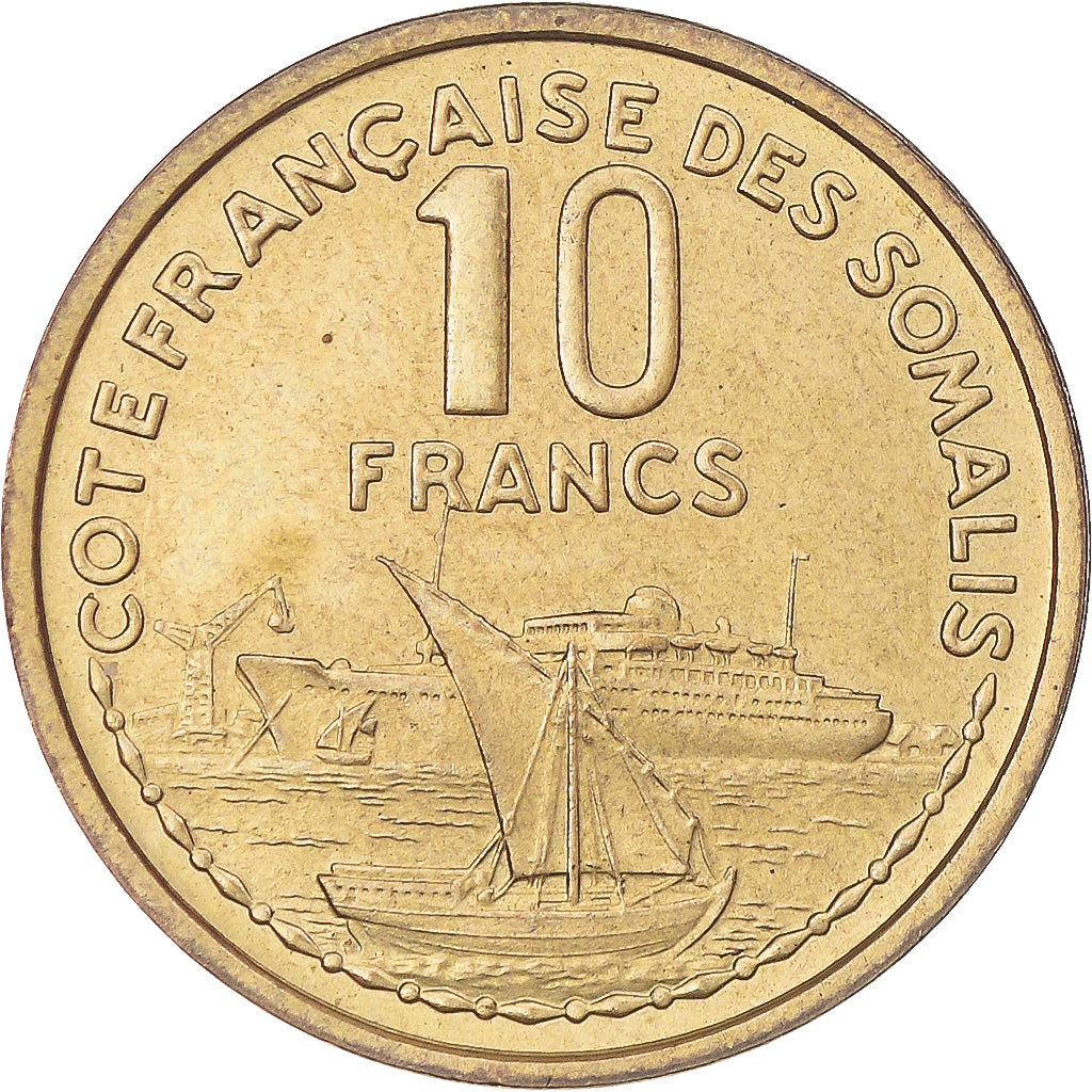Coin, French Somaliland, 10 Francs, 1965, Paris, ESSAI, MS(63), Aluminum-Bronze