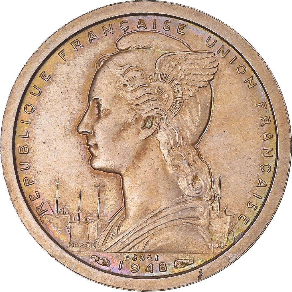 Coin, French Somaliland, Franc, 1948, Paris, ESSAI, MS(63), Copper-nickel, KM:E1