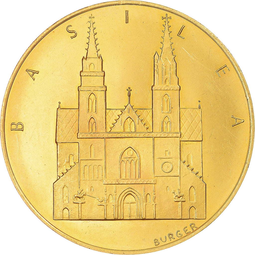 Suiza, medalla, Golden Anniversary, Basel, Oro, Burger, Canton de Bâle-Ville