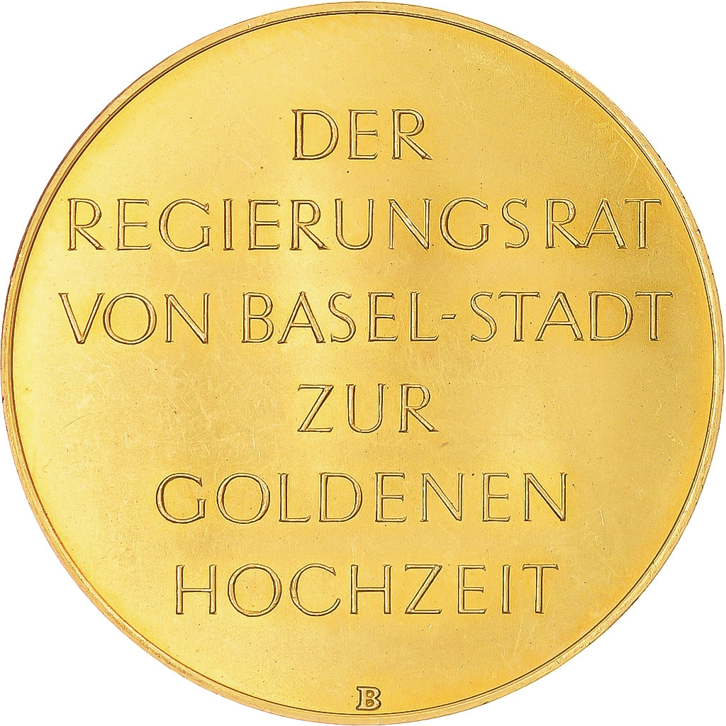 Suiza, medalla, Golden Anniversary, Basel, Oro, Burger, Canton de Bâle-Ville