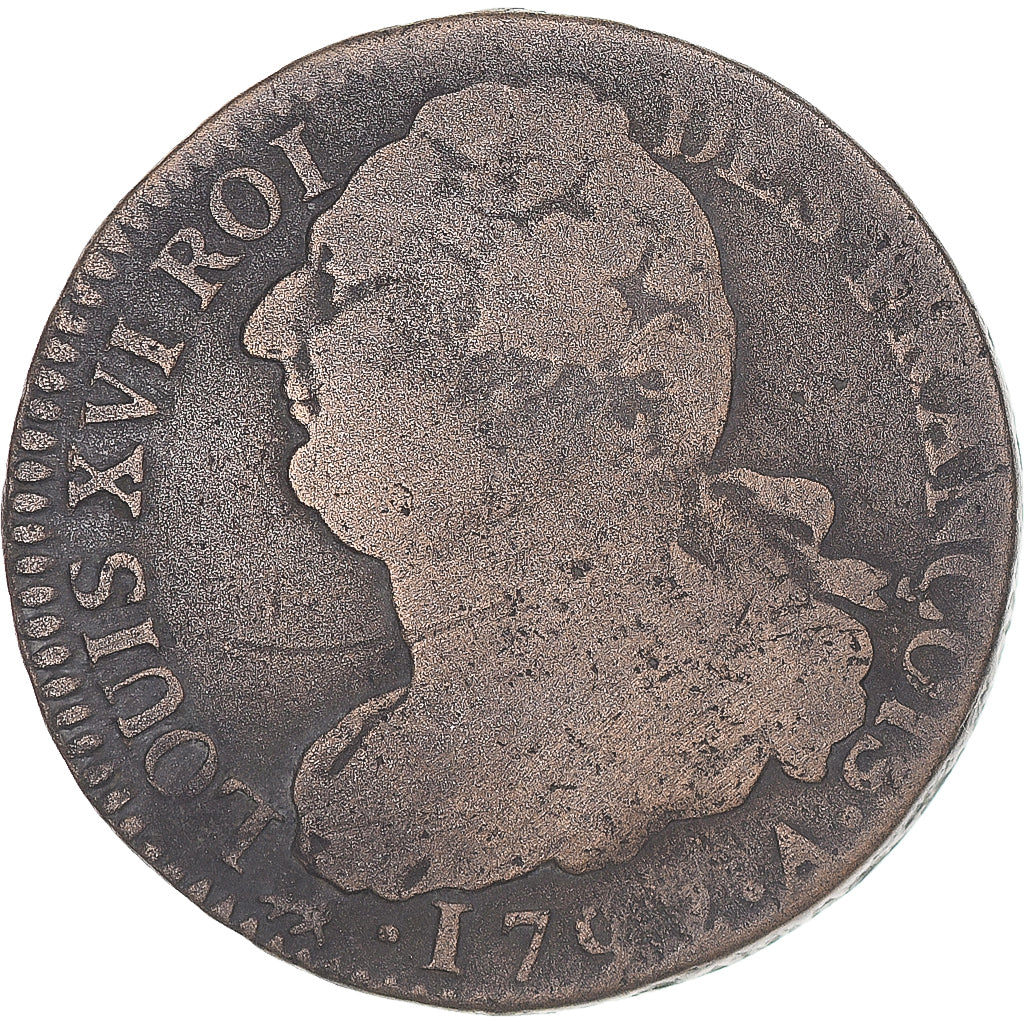 Münze, Frankreich, Louis XVI, 2 sols François, 1792 / AN 4, Paris, S, Bronze