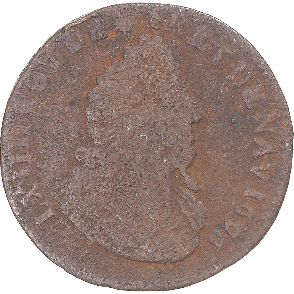 Munten, Frankrijk, Louis XIV, Liard de France, 1696, Amiens, FR, Koper