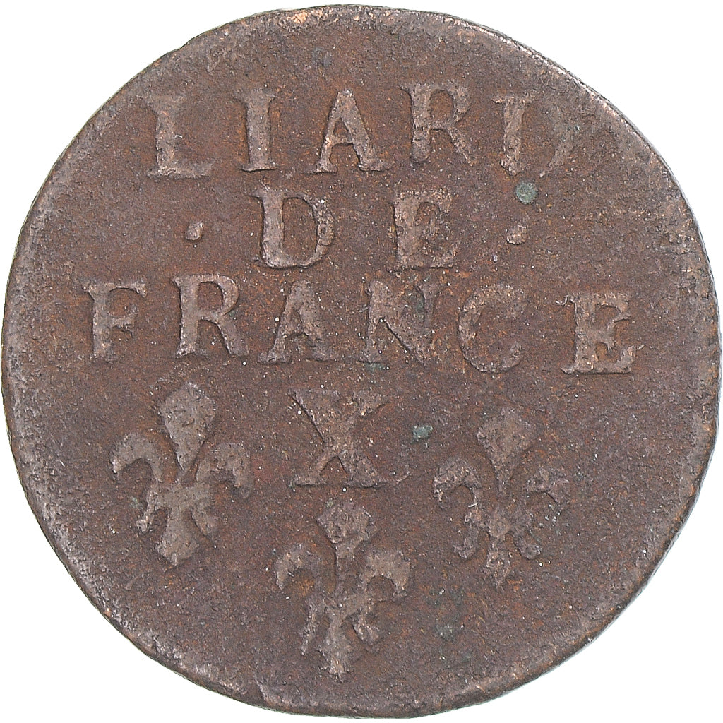 Munten, Frankrijk, Louis XIV, Liard de France, 1696, Amiens, FR, Koper