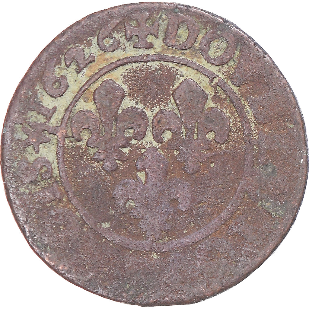 Munten, Frankrijk, Louis XIII, Double Tournois, 1626, Riom, FR, Koper, Gadoury:9