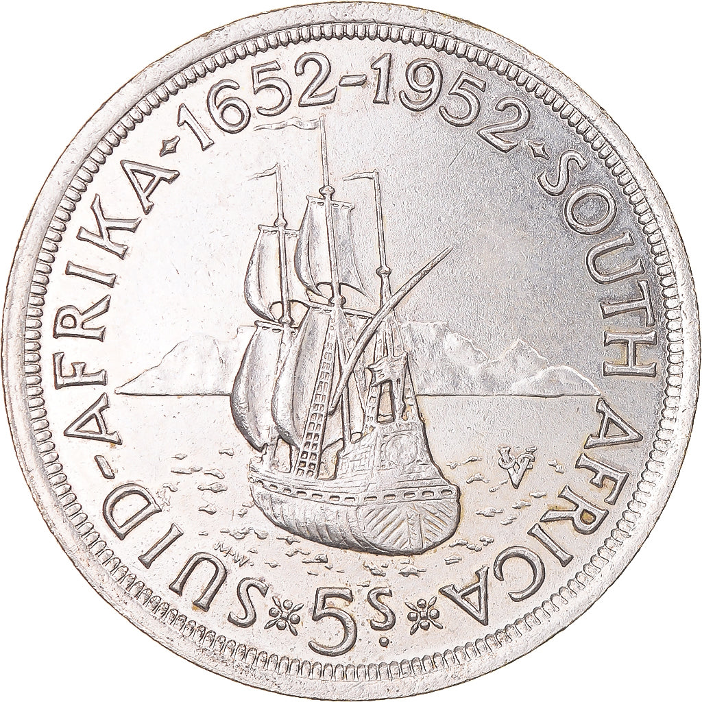 Munten, Zuid Afrika, George VI, 5 Shillings, 1952, Pretoria, PR, Zilver, KM:41