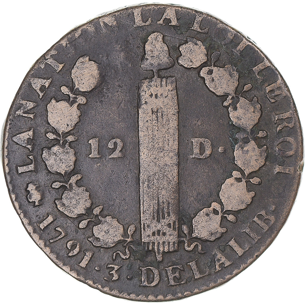 Münze, Frankreich, Louis XVI, 12 Deniers, 1791·3, Paris, S+, Métal de cloche