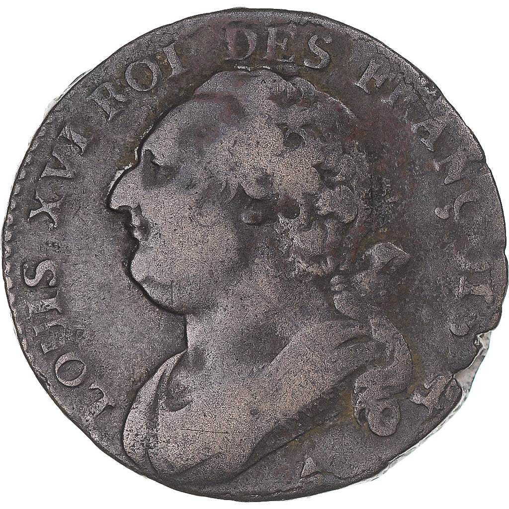 Münze, Frankreich, Louis XVI, 12 Deniers, 1792⸱4, Paris, S+, Métal de