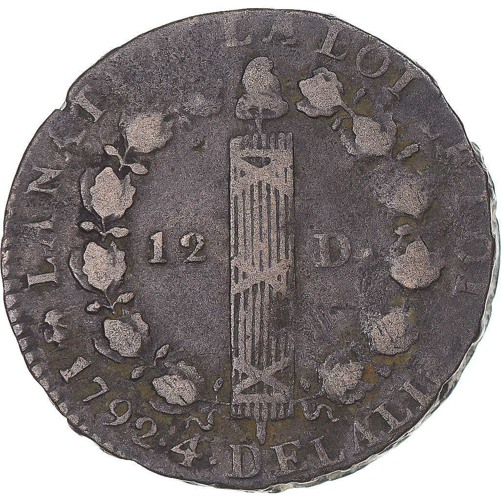Münze, Frankreich, Louis XVI, 12 Deniers, 1792⸱4, Paris, S+, Métal de