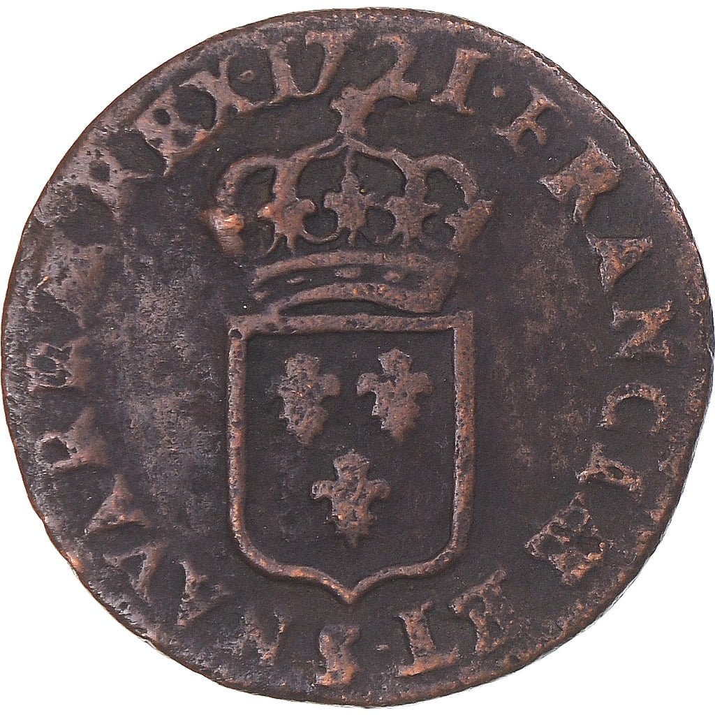Munten, Frankrijk, Louis XV, Liard au buste enfantin, 1721, Reims, FR, Koper