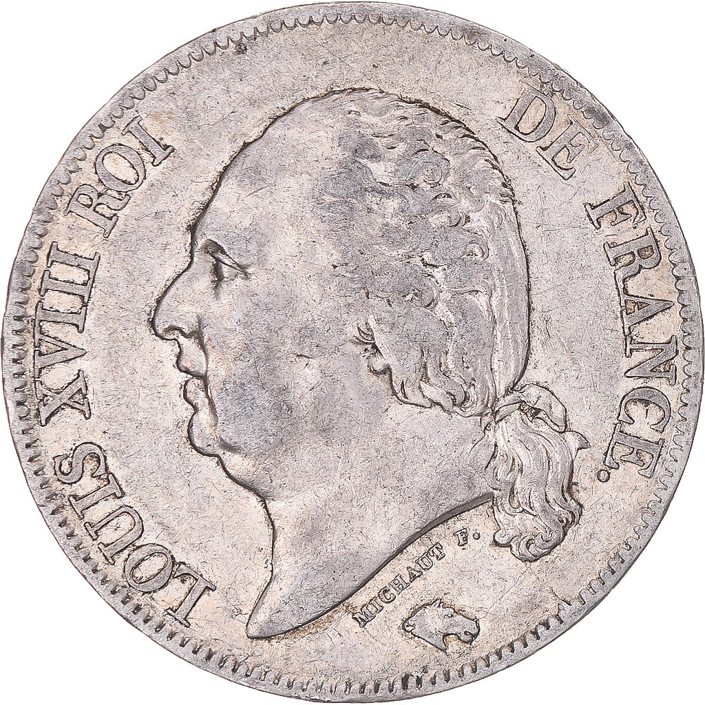 Moneta, Francia, Louis XVIII, 5 Francs, 1816, Rouen, MB+, Argento, KM:711.2