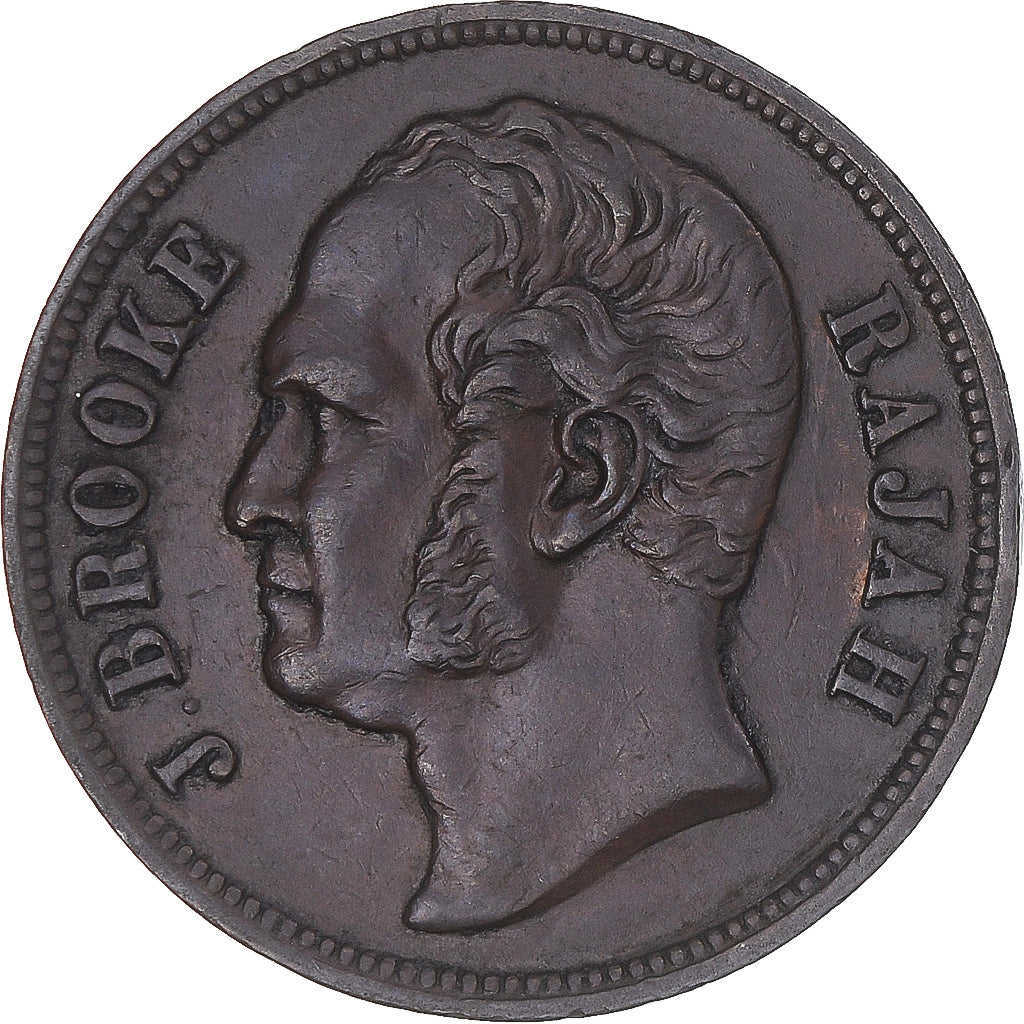 Moneta, Sarawak, James Brooke, Cent, 1863, Heaton, AU(50-53), Miedź, KM:3