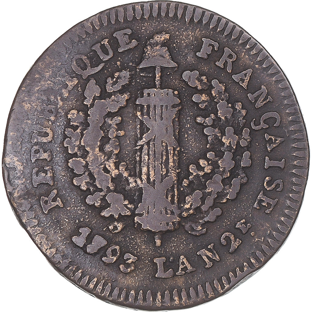 Münze, Deutschland, 2 Sols, 1793, Mayence, Siège de Mayence, S+, Kupfer