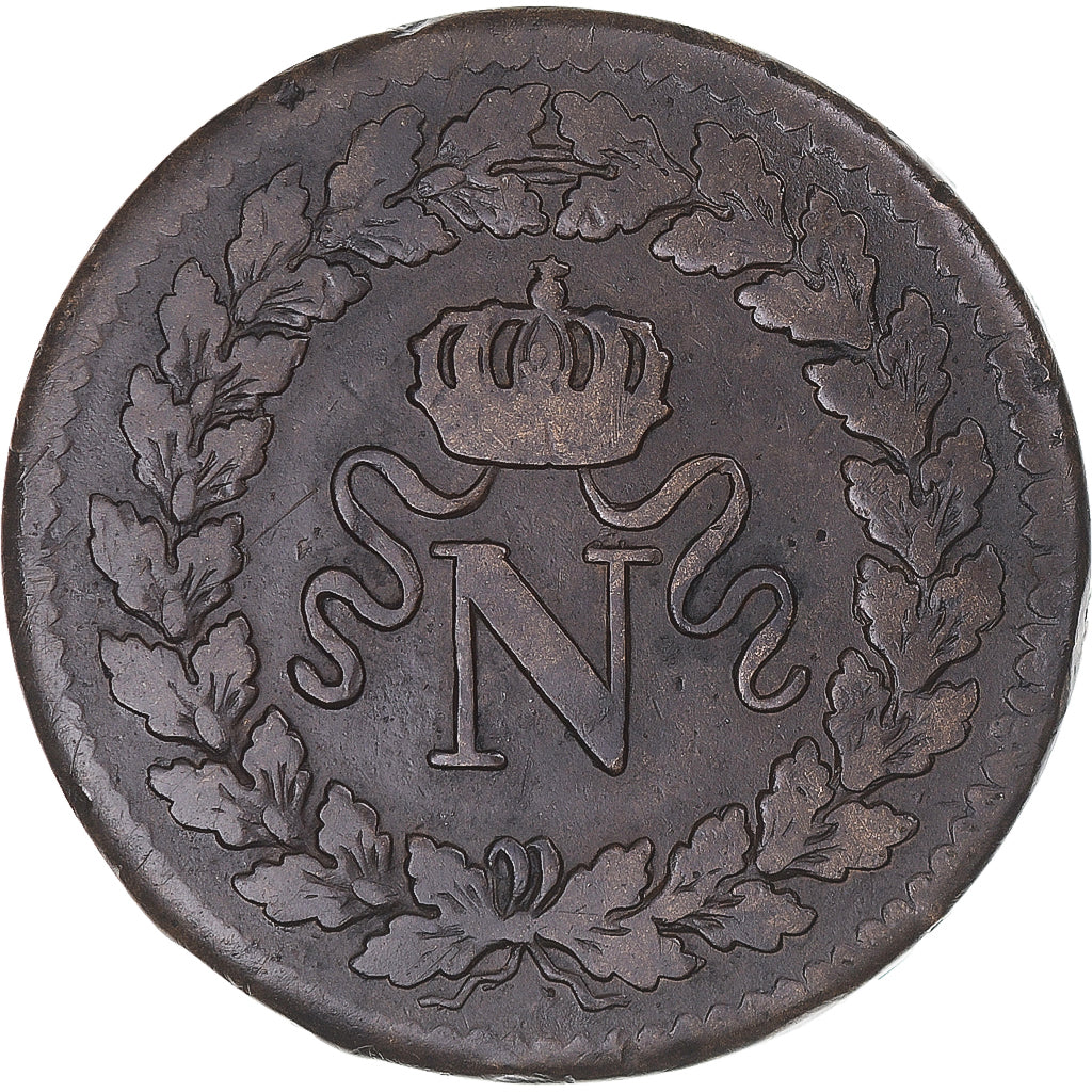 Moneta, Francia, Napoleon I, Decime, 1814, Strasbourg, MB+, Bronzo, KM:700