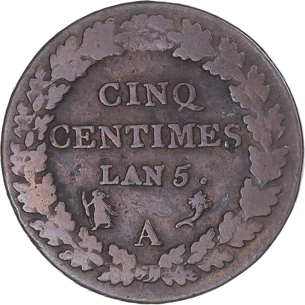 Coin, France, Dupré, 5 Centimes, AN 5, Paris, VF(30-35), Bronze, KM:640.1