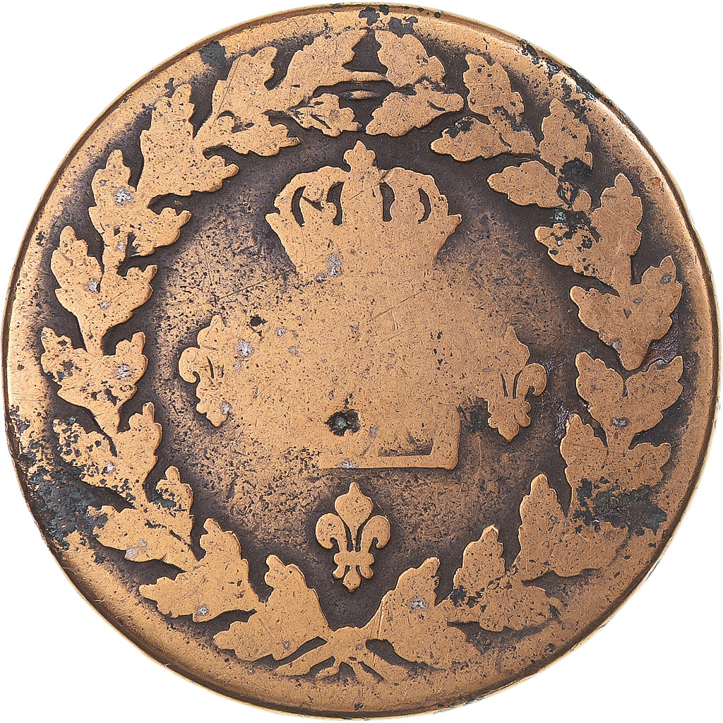 Moneta, Francia, Louis XVIII, Decime, 1815, Strasbourg, MB, Bronzo, KM:701