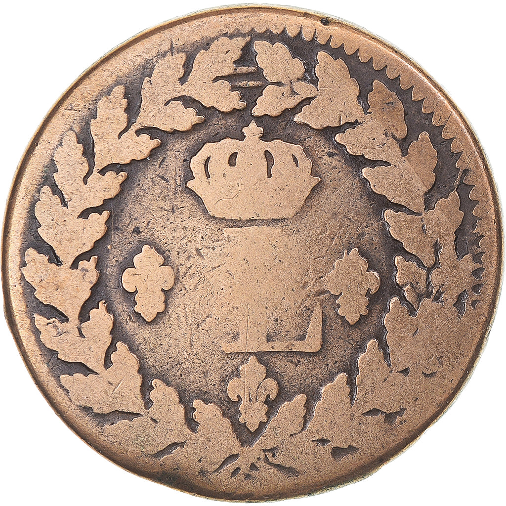 Moneta, Francia, Louis XVIII, Decime, 1815, Strasbourg, MB, Bronzo, KM:701