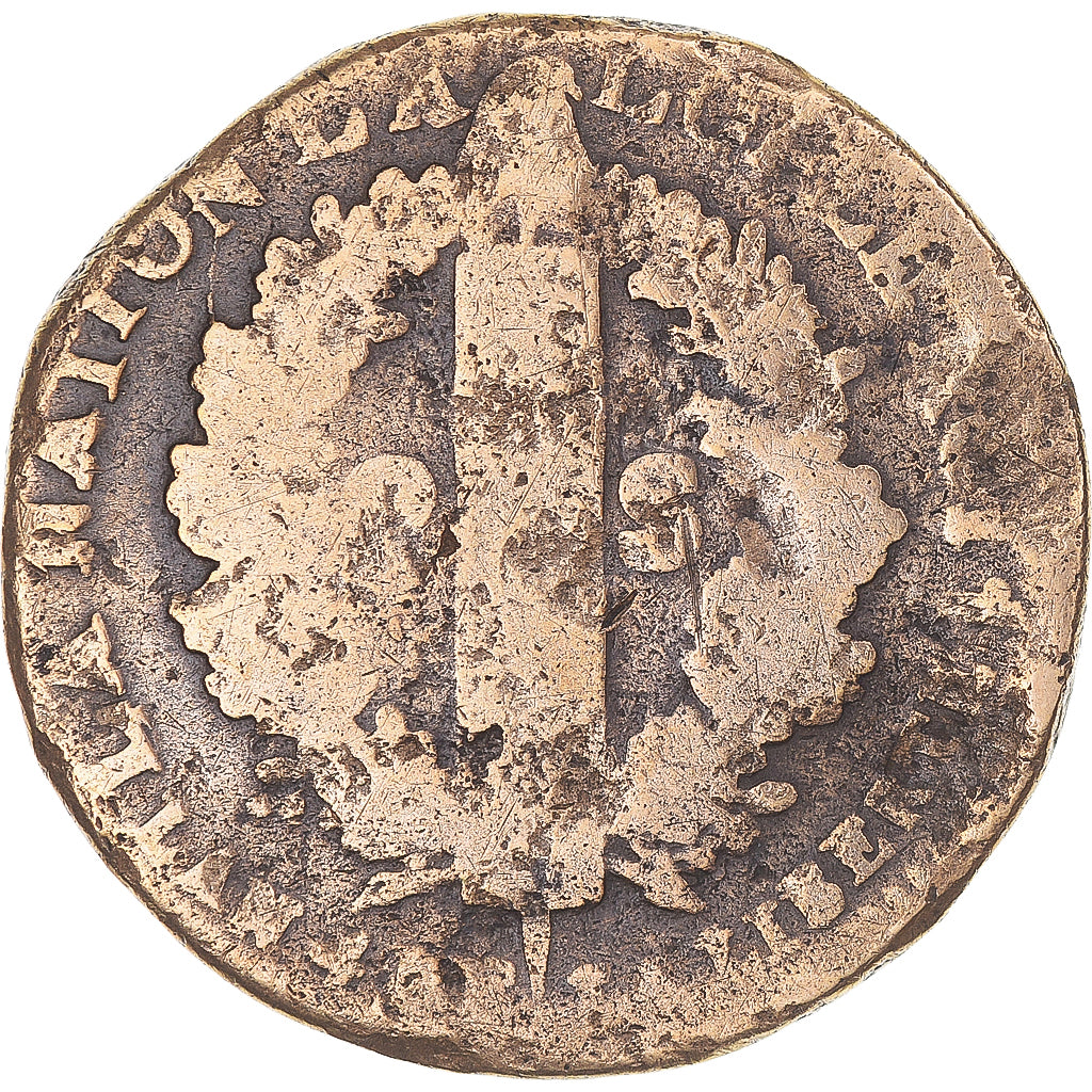 Münze, Frankreich, Louis XVI, 2 sols François, 1792 / AN 4, Lille, S, Bronze
