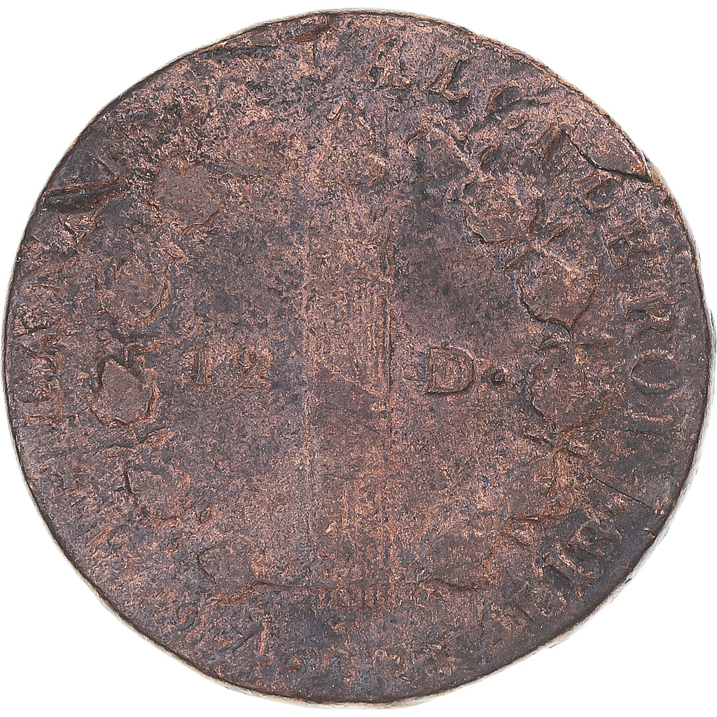Münze, Frankreich, 12 deniers françois, 1792 / AN 4, Lyon, SGE+, Cuivre