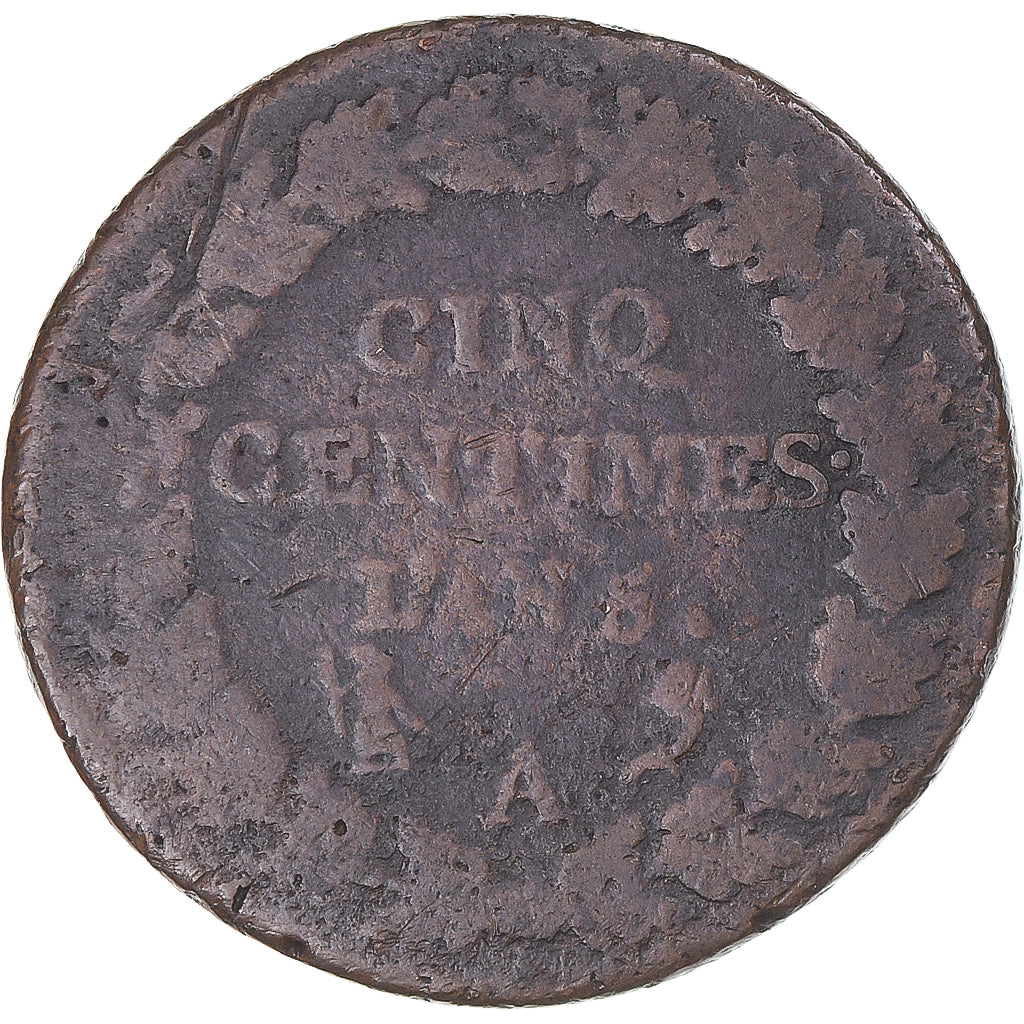 Coin, France, Dupré, 5 Centimes, AN 5, Paris, VF(20-25), Bronze, KM:640.1