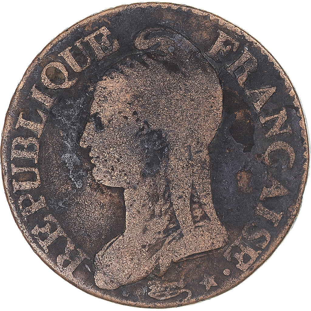 Coin, France, Dupré, 5 Centimes, AN 5, Paris, VF(30-35), Bronze, KM:640.1