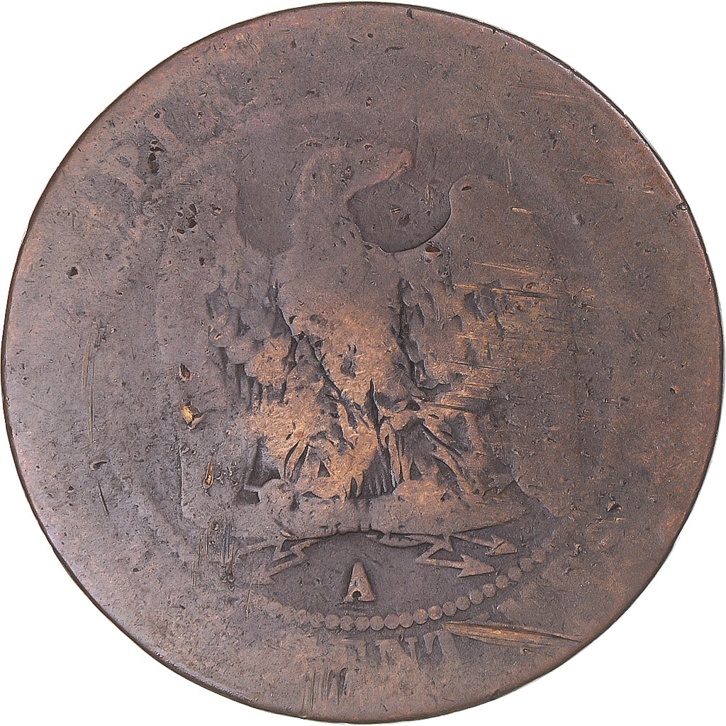Coin, France, Napoleon III, 10 Centimes, 1865, Paris, Countermark, VF(20-25)