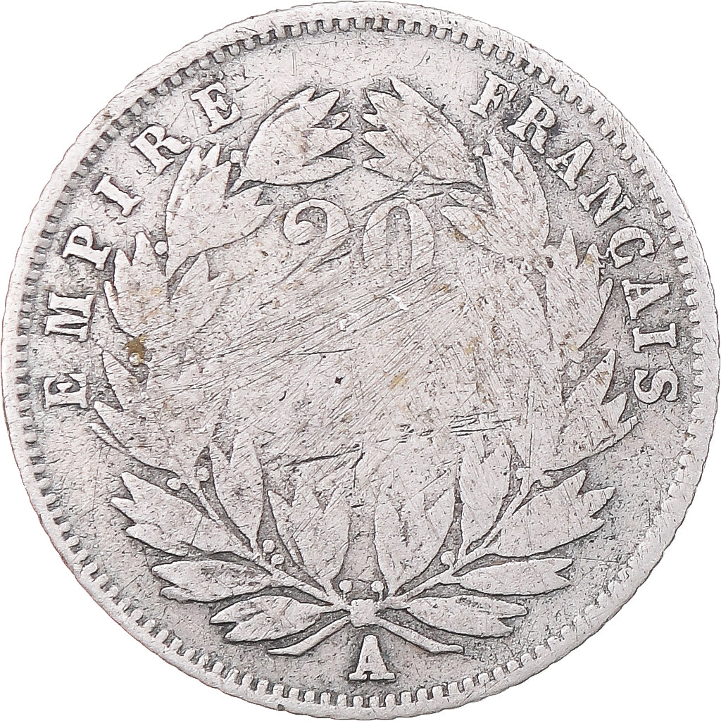 Moneta, Francia, Napoleon III, 20 Centimes, Paris, MB+, Argento, Gadoury:305