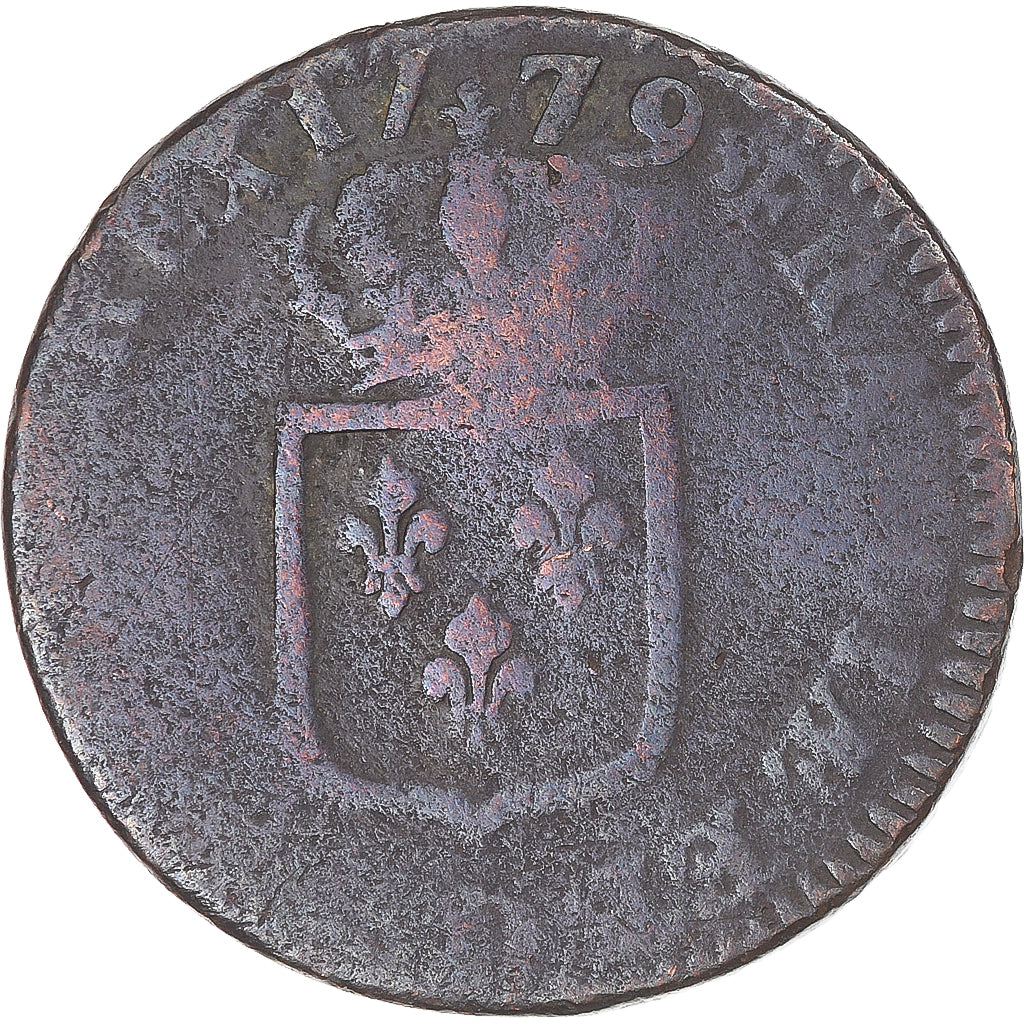 Münze, Frankreich, Louis XVI, Sol, 1779, Lyon, S, Kupfer, KM:578.5, Gadoury:350