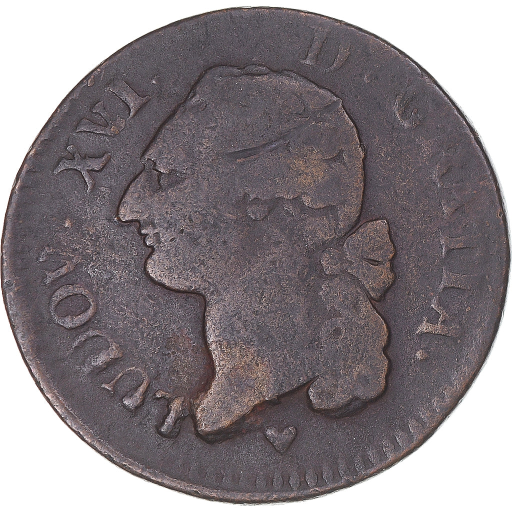 Moneda, Francia, Louis XVI, Sol, 1785, Strasbourg, BC+, Cobre, KM:578.4