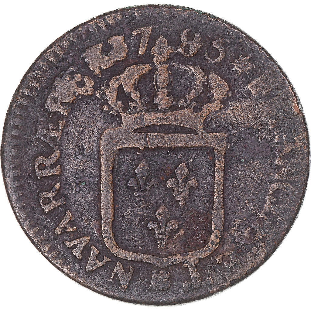 Moneda, Francia, Louis XVI, Sol, 1785, Strasbourg, BC+, Cobre, KM:578.4