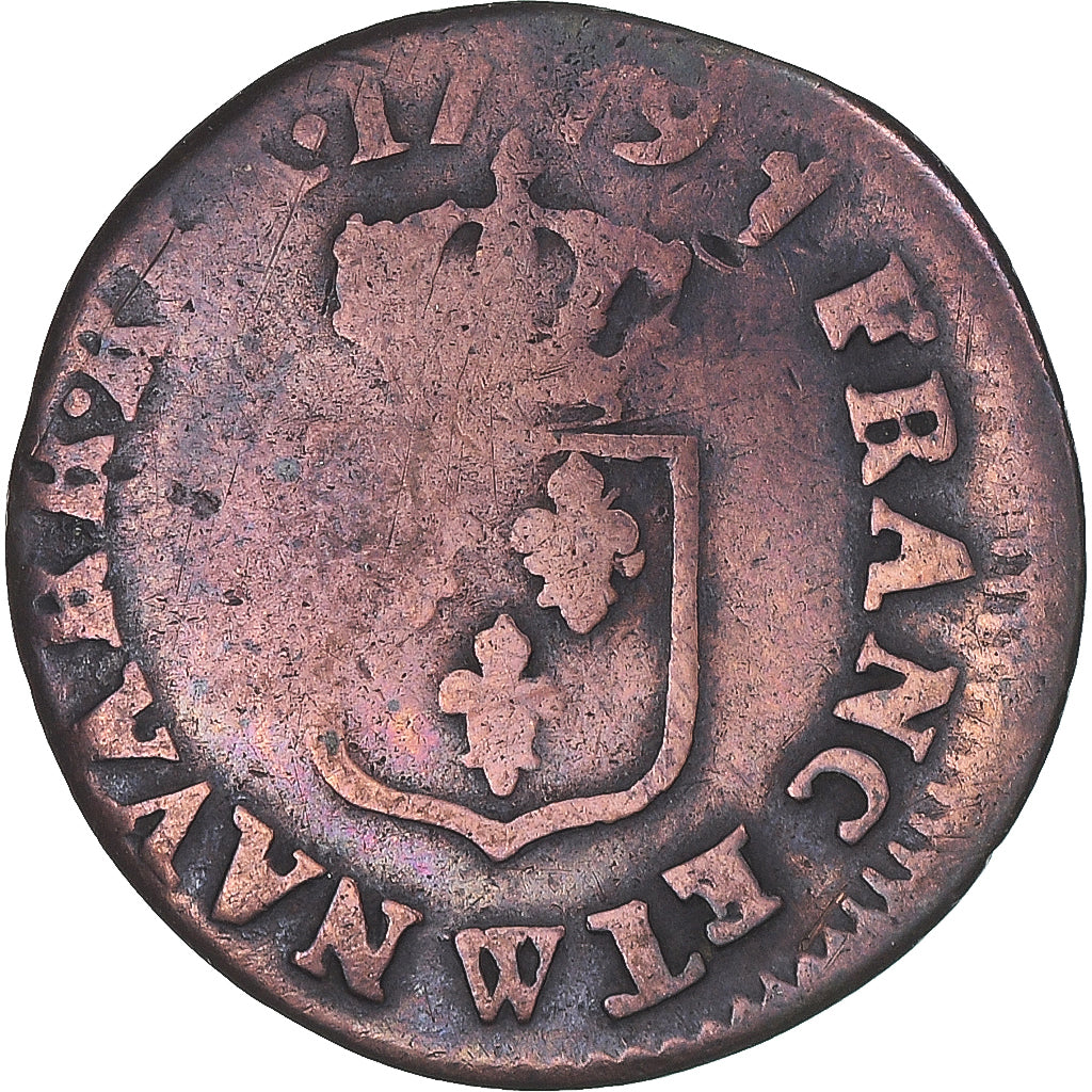 Moneda, Francia, Louis XVI, Liard, 1779, Lille, BC+, Cobre, KM:585.14