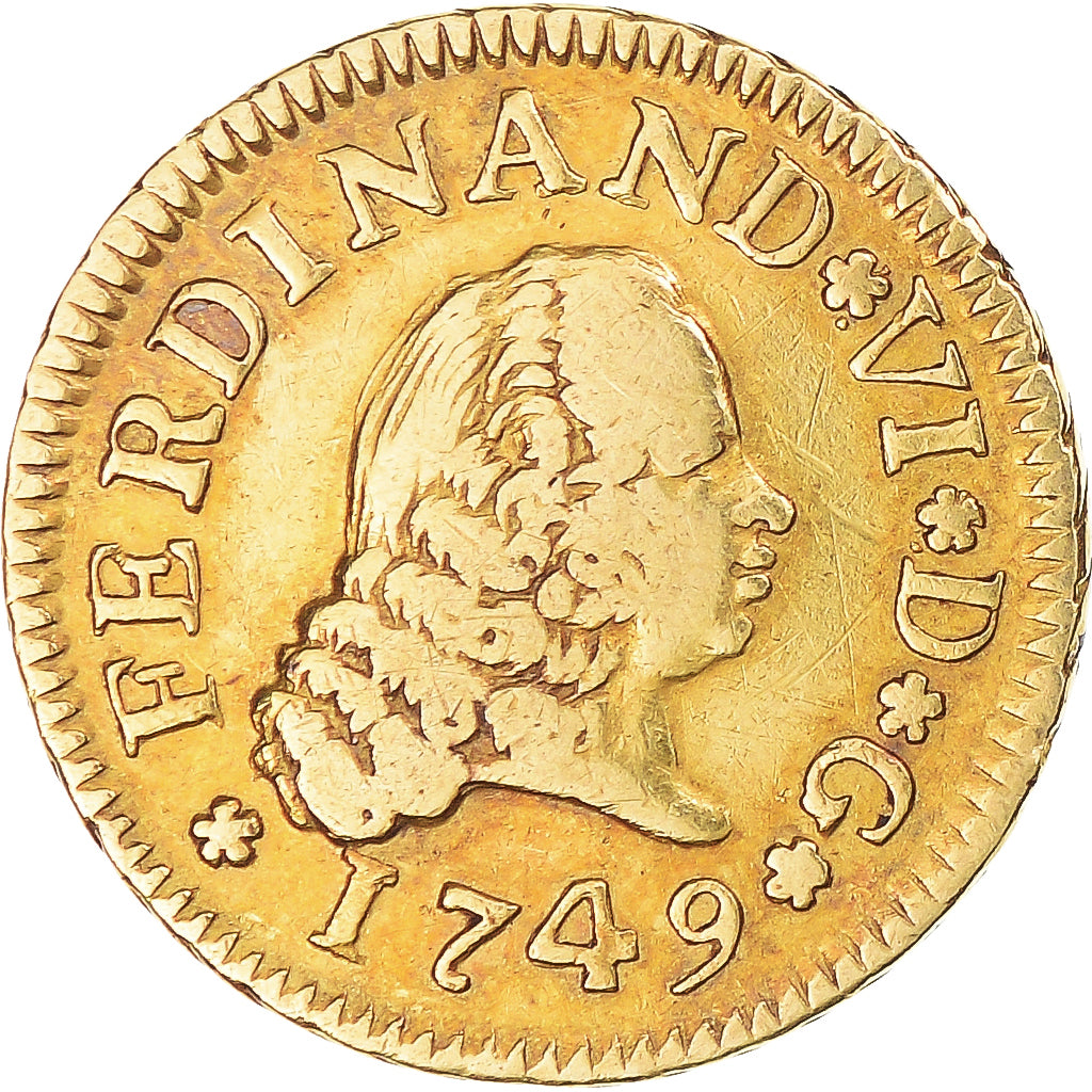 Moneda, España, Ferdinand VI, 1/2 Escudo, 1749, Madrid, BC+, Oro, KM:378