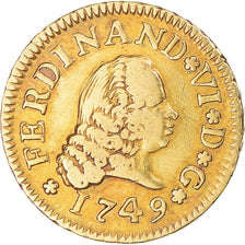 Moneda, España, Ferdinand VI, 1/2 Escudo, 1749, Madrid, BC+, Oro, KM:378