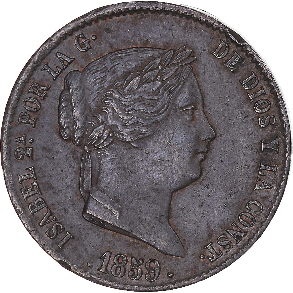 Munten, Spanje, Isabel II, 25 Centimos, 1859, Segovia, PR, Koper, KM:615.2