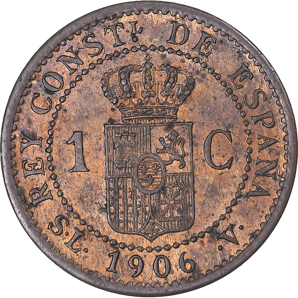 Moeda, Espanha, Alfonso XIII, Centimo, 1906, Madrid, EF(40-45), Bronze, KM:726