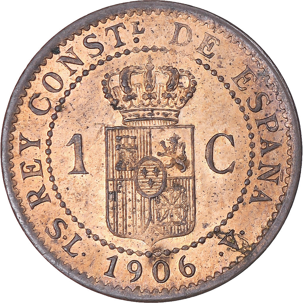 Monnaie, Espagne, Alfonso XIII, Centimo, 1906, Madrid, TTB+, Bronze, KM:726