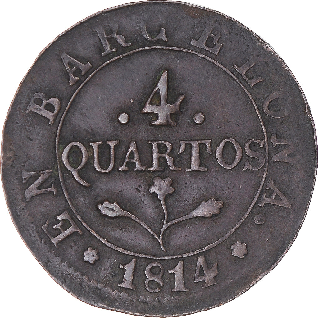 Coin, Spain, BARCELONA, Joseph (Jose) Napolean, 4 Quartos, 1814, Barcelona