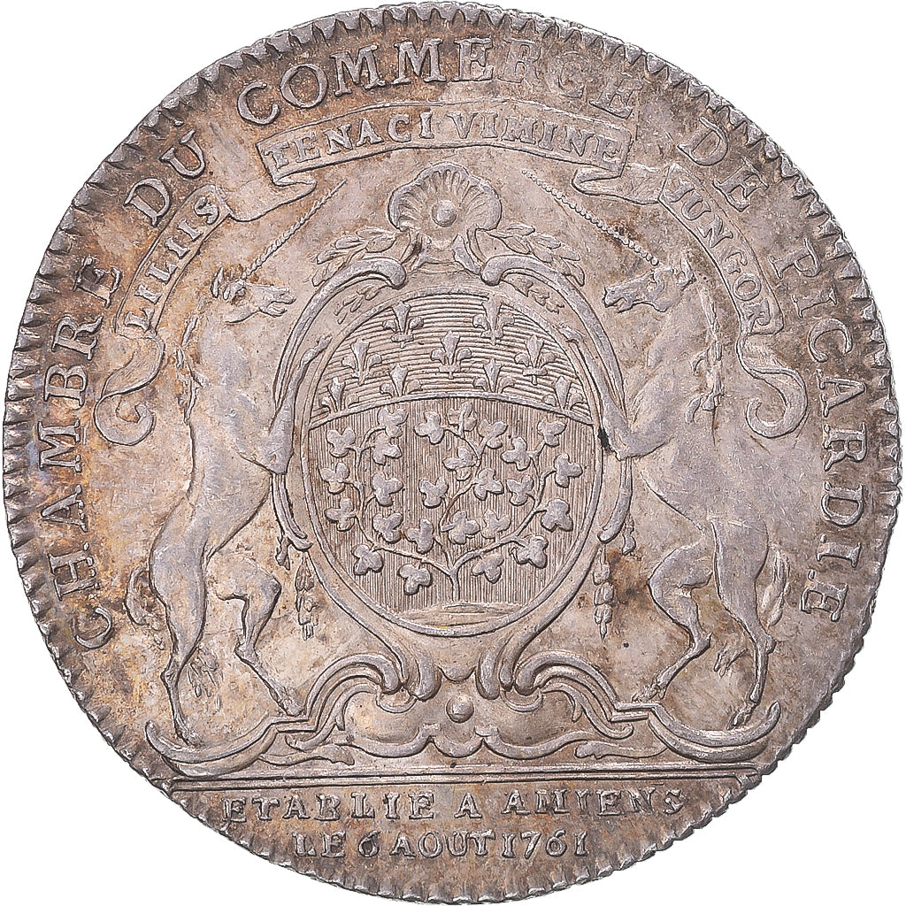 Francia, ficha, Chambre de Commerce de Picardie, 1761, BB+, Argento
