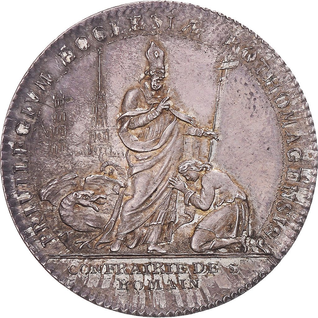 France, Token, Confrérie de Saint-Romain, 1711, Rouen, AU(55-58), Silver