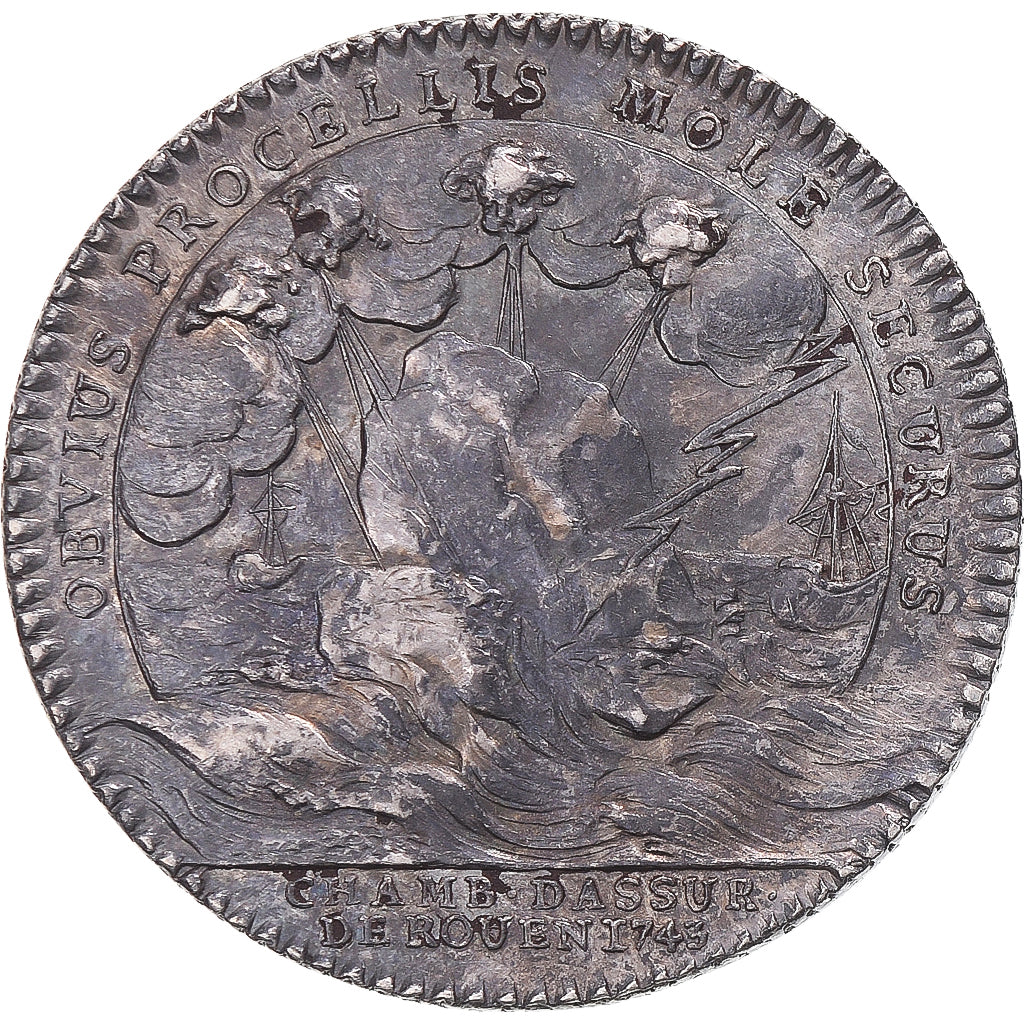 Francia, zeton, Louis XV, La Chambre d’assurance de Rouen, 1743, EBC, Plata