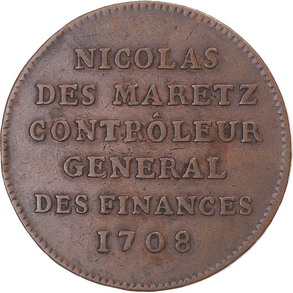 Frankreich, betaalpenning, Île-de-France, Nicolas Desmaretz, 1708, SS+, Kupfer