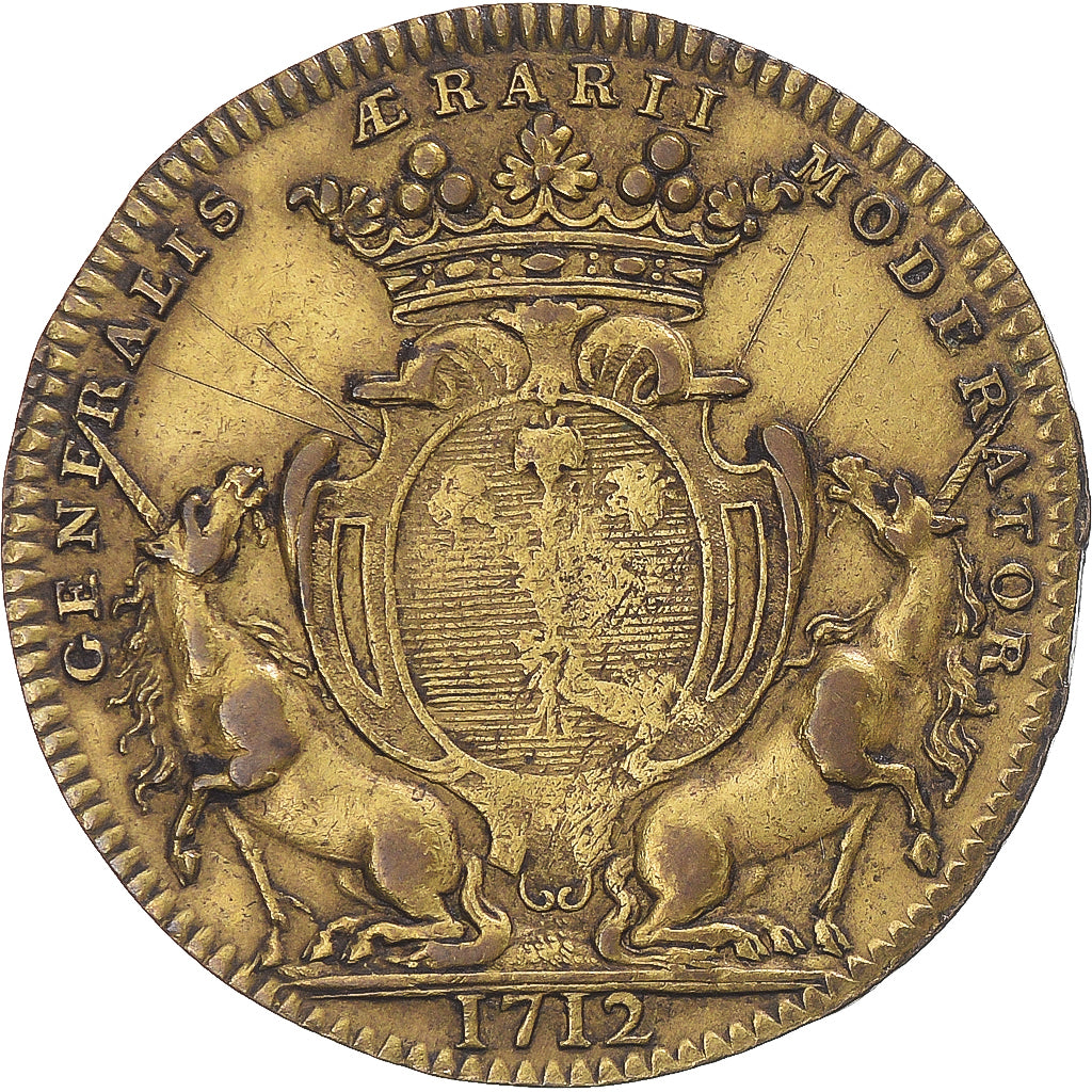 Frankreich, betaalpenning, Île-de-France, Nicolas Desmaretz, 1712, S+, Messing