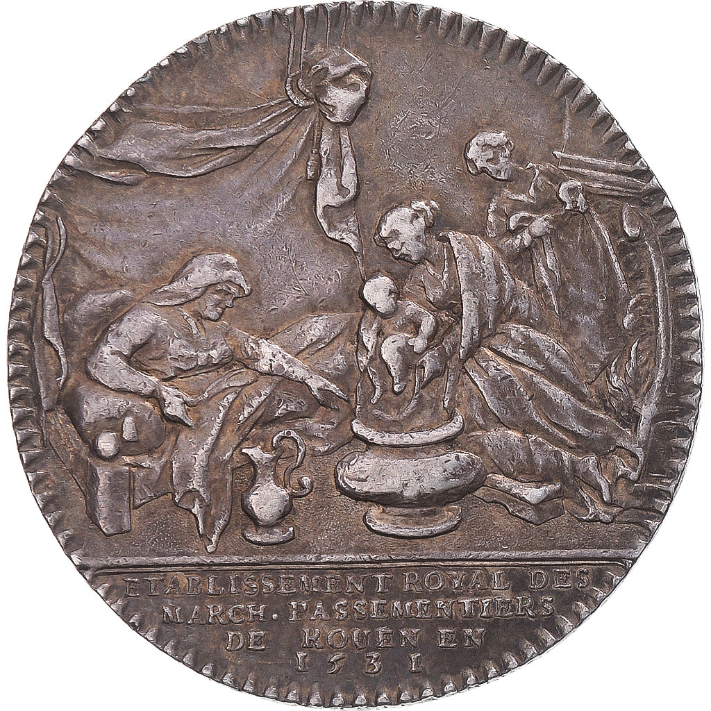 França, Token, Rouen, marchands passementiers, EF(40-45), Prata, Feuardent:6337