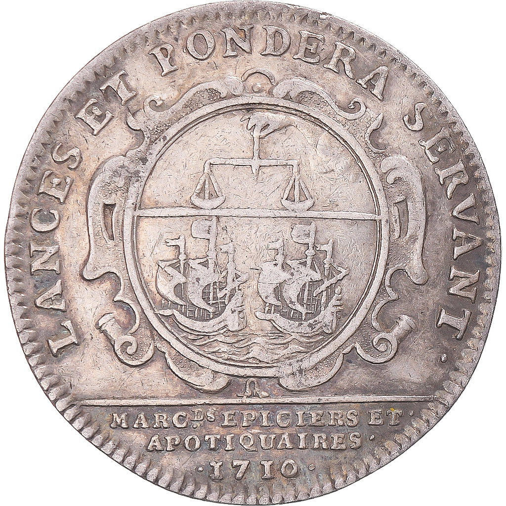 Frankreich, betaalpenning, Louis XIV, Corporation, Apothicaires, 1710, SS