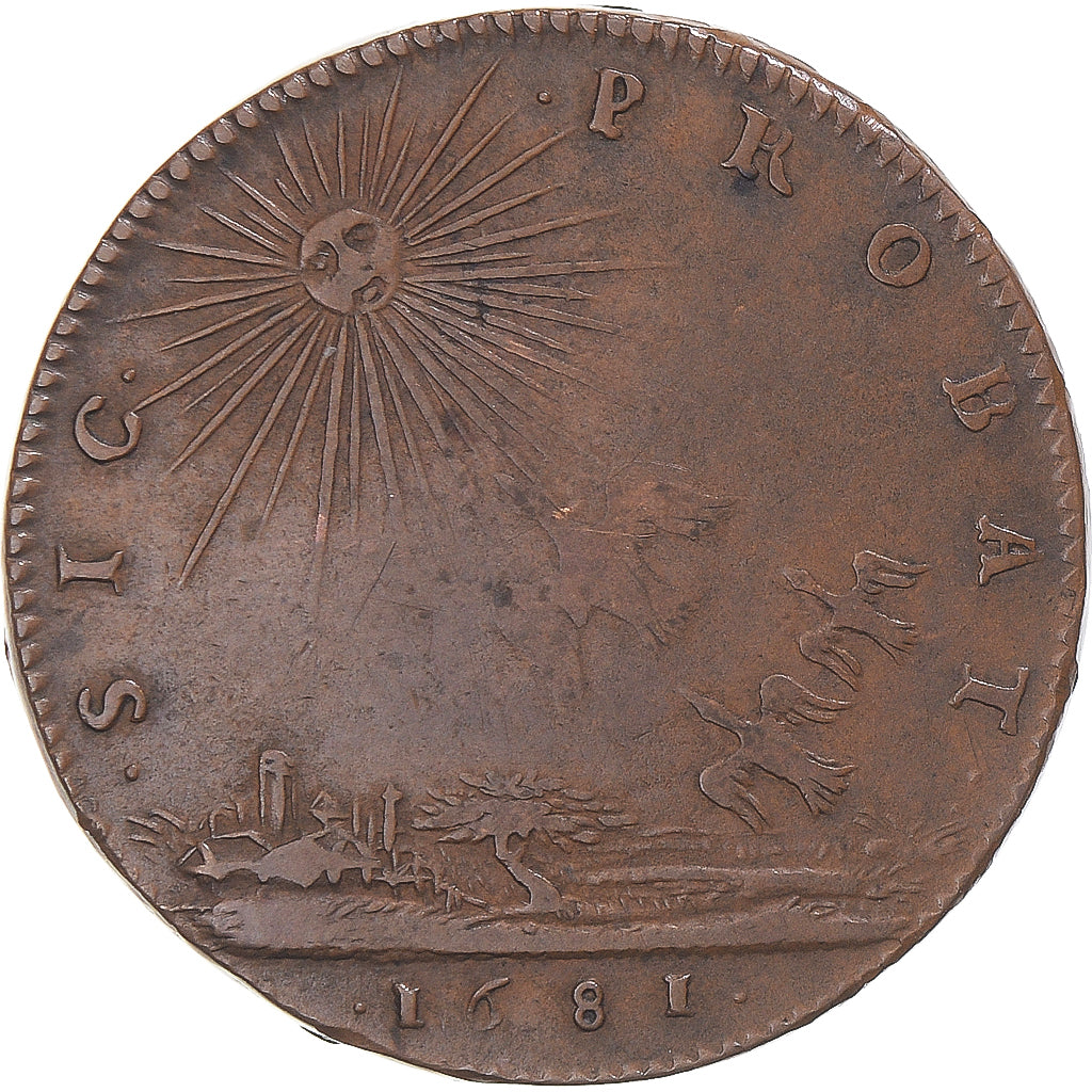 France, Jeton, Maison du roi, Armand Langlois, 1681, TB+, Cuivre, Feuardent:5703