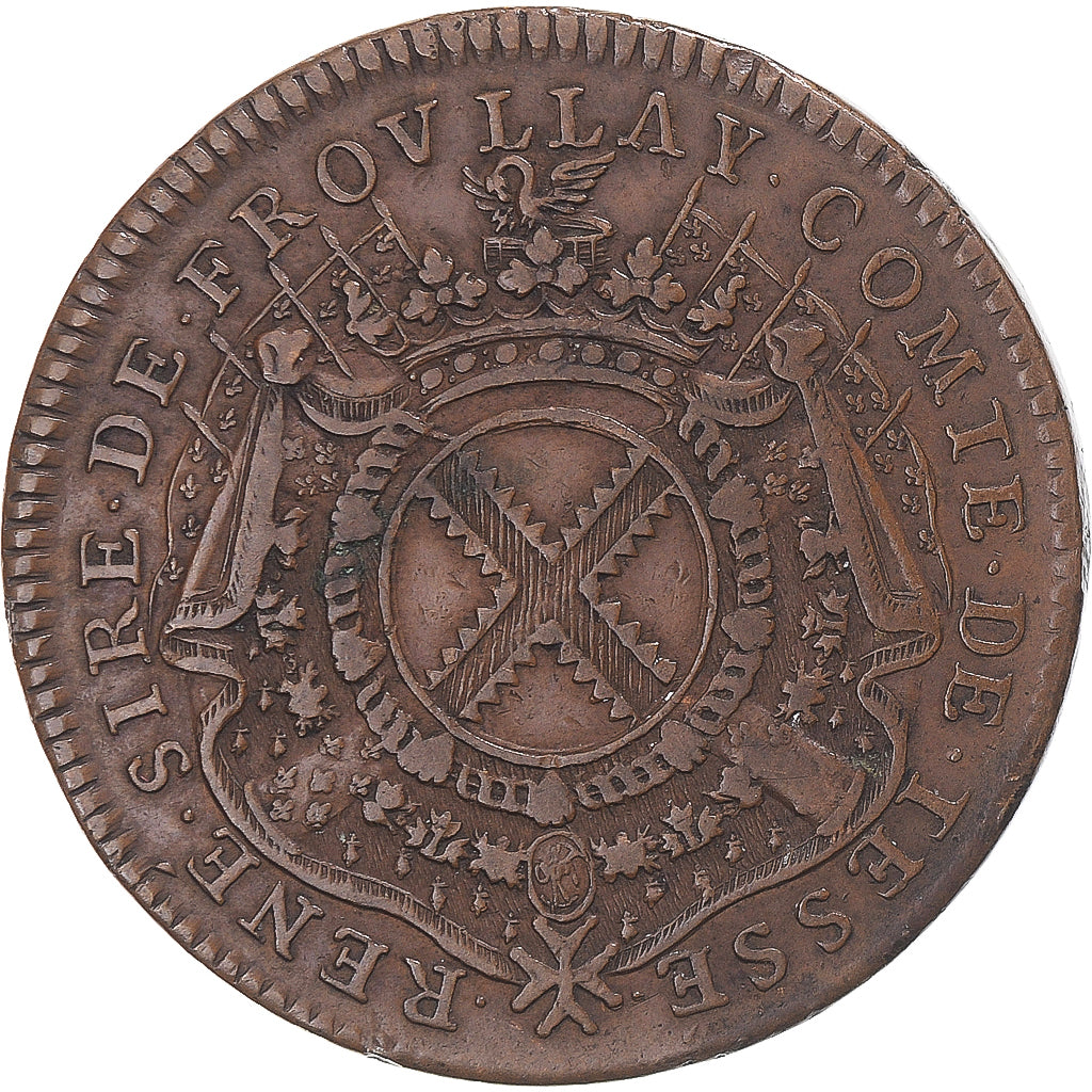 France, Jeton, Maine, Froulay de Tessé, lieutenant-général, 1708, TTB