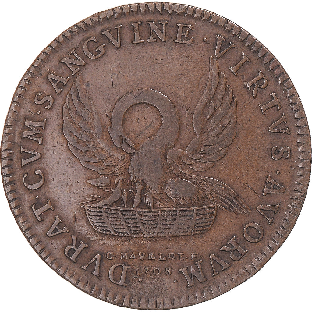 France, Jeton, Maine, Froulay de Tessé, lieutenant-général, 1708, TTB